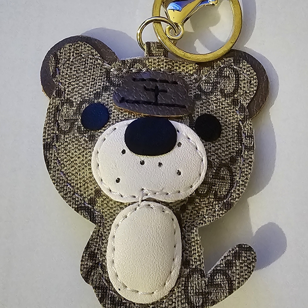 Brown and White Bear Keychain